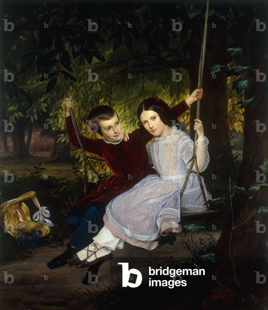 Alexander and Fanny on a Swing, 1847 (oil on canvas)