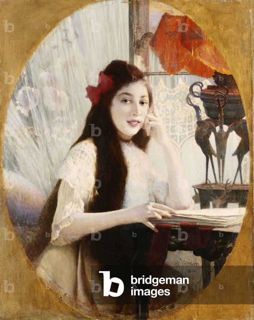 Portrait of a Young Girl at a Desk, 1904 (oil on canvas)