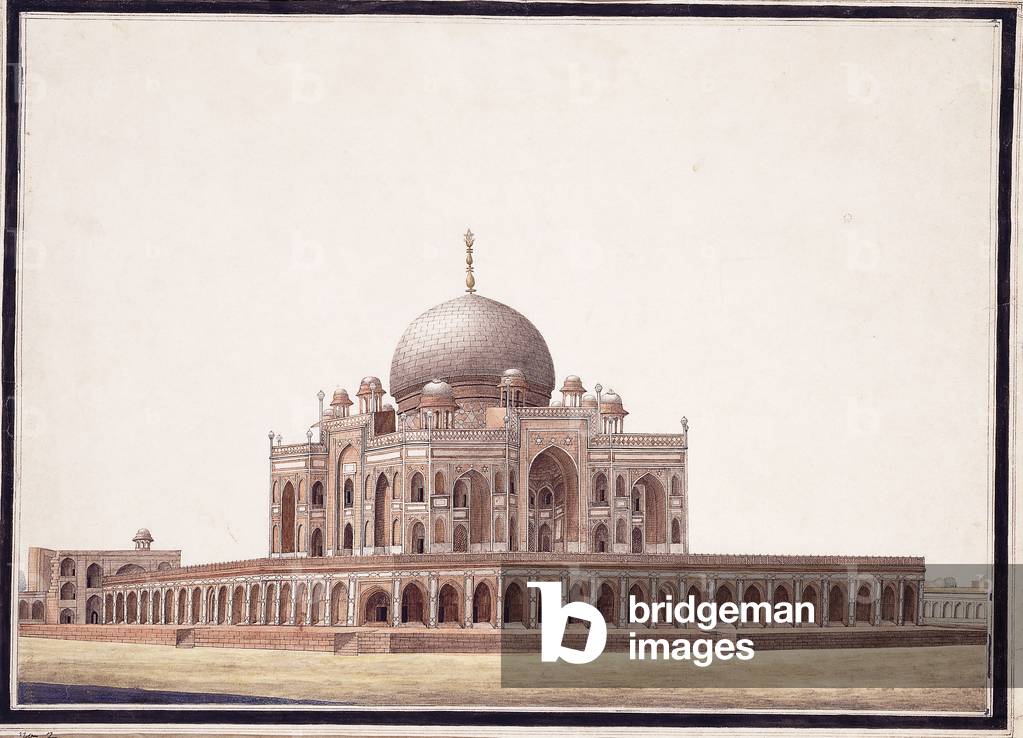The Tomb of Humayun, c.1820 (pen and black ink, w/c)