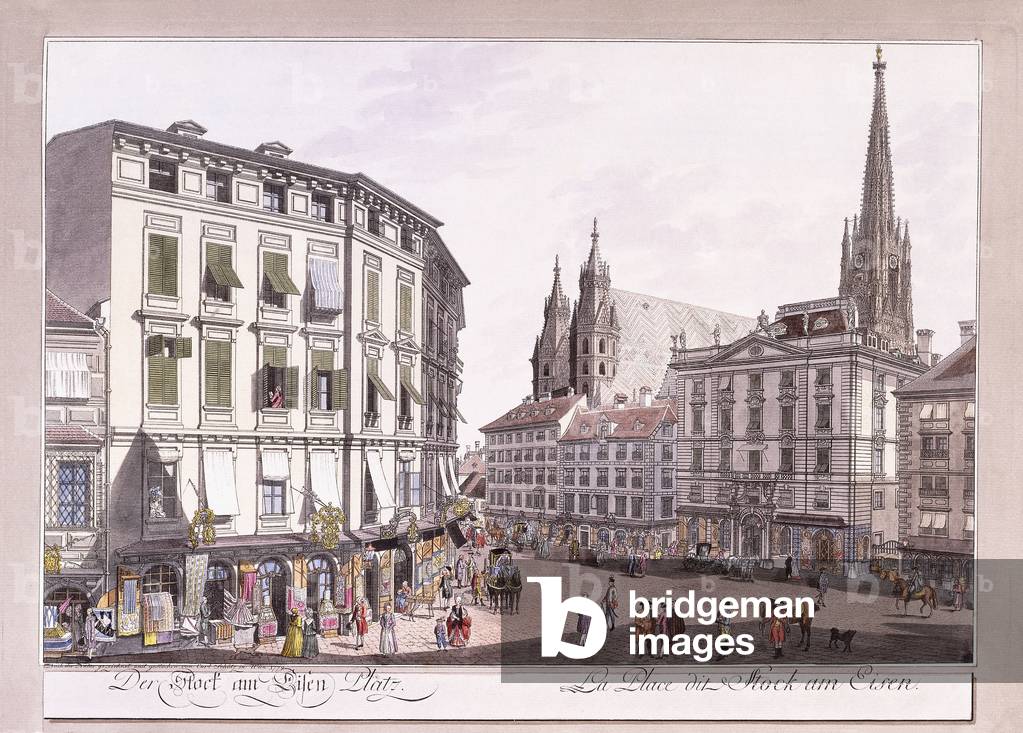 Stock-im-Eisen-Platz, 1779-1792 (hand-coloured etching)