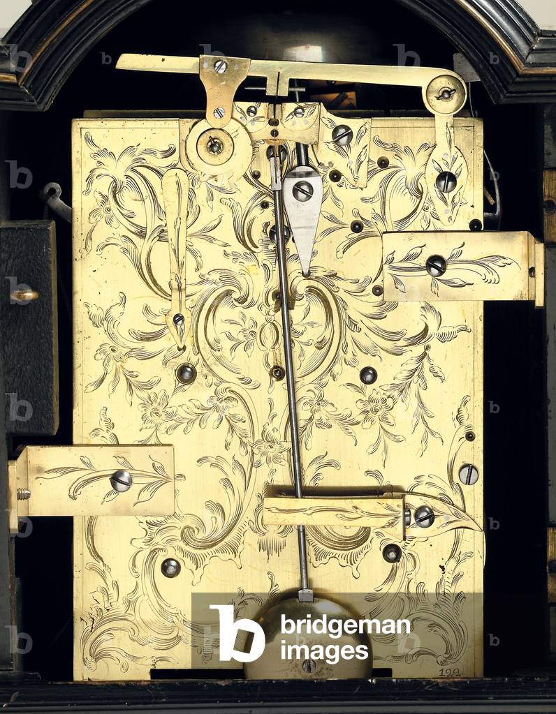 Detail of a George III striking table clock, c.1770 (wood, glass, & metal) (see also 491921)