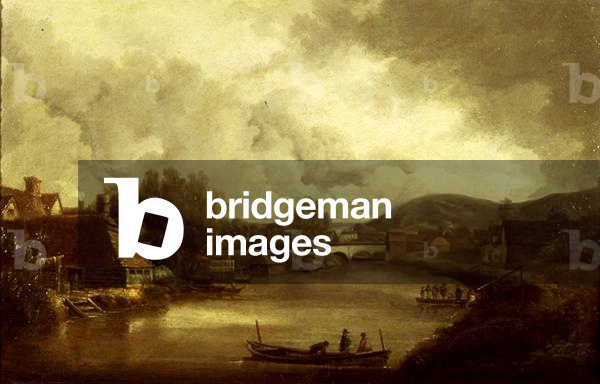 View of Pool's Ferry and Bishop's Bridge, Norwich (oil on canvas)
