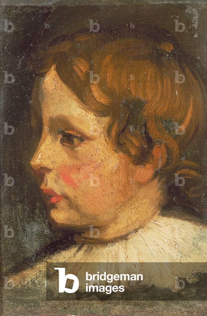Image de Peinture représentant Portrait d'enfant, C19th Siècle par Theodore Gericault, b/w