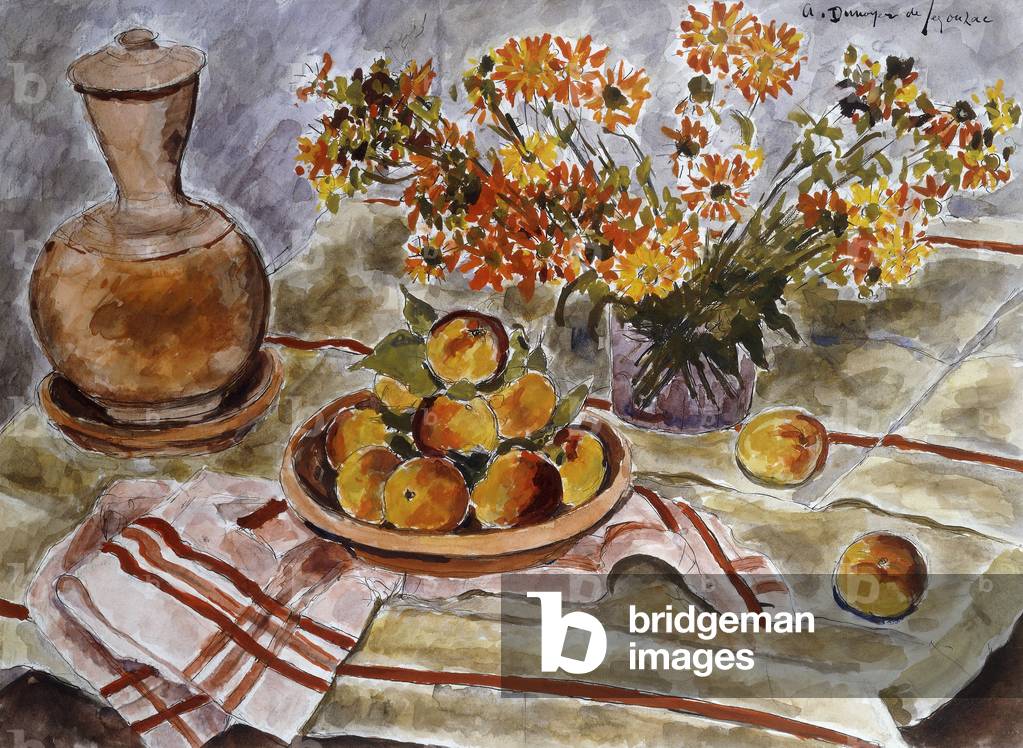 Flowers and Peaches; Fleurs et Peches, 1963 (watercolour)