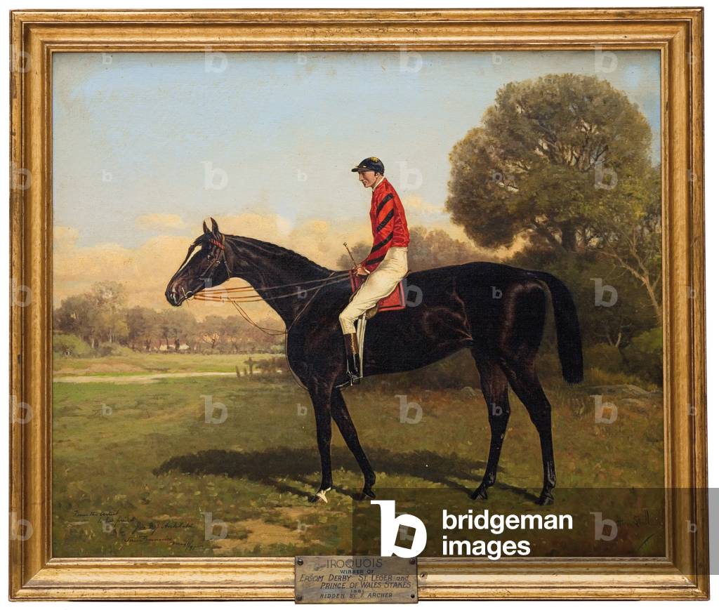 Iroquois with Fred Archer, winner of the Epsom Derby, St. Leger and Prince of Wales Stakes in 1881, 1895 (oil on canvas)