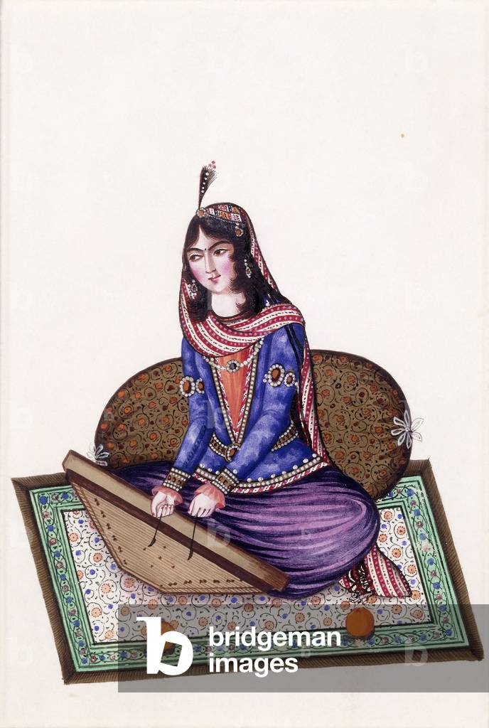 Portrait of a Musician, 19th century (w/c & gold paint on ivory paper)