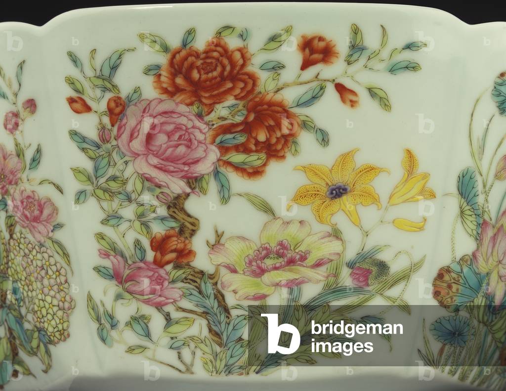 Roses, Pomegranates and Yellow Day Lilies (painted enamel)