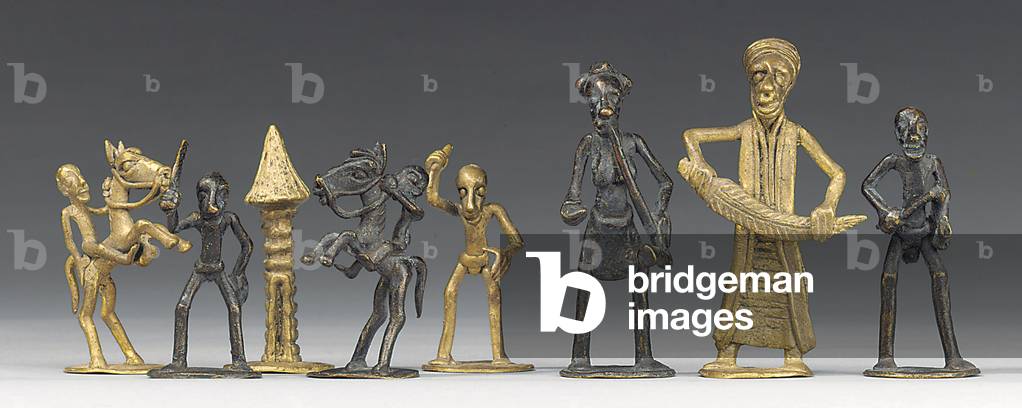 Figural chess set, mid 20th century (brass)