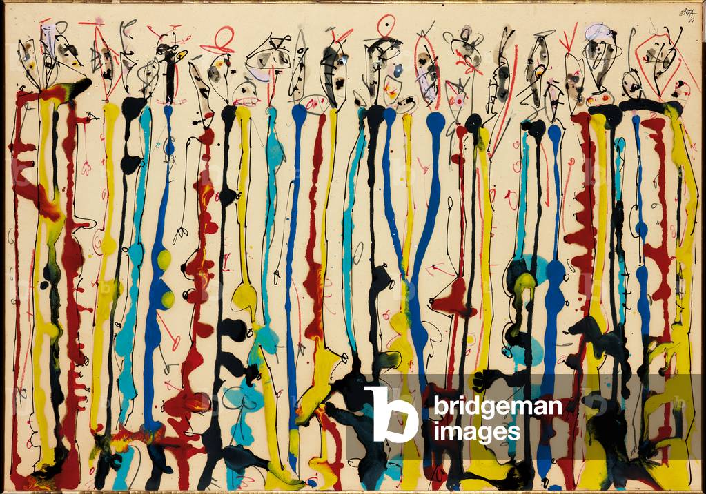Cocktail Party, 1961 (oil, felt-tip pen, ink, graphite and pastel on paper)