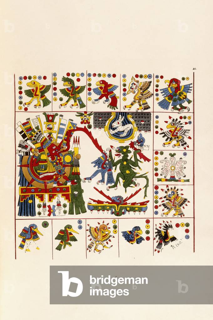 A Page from the book 'Antiquities of Mexico: Comprising Facsimilies of Ancient Mexican Paintings and Hieroglyphics', c. 1830-1848 (print)