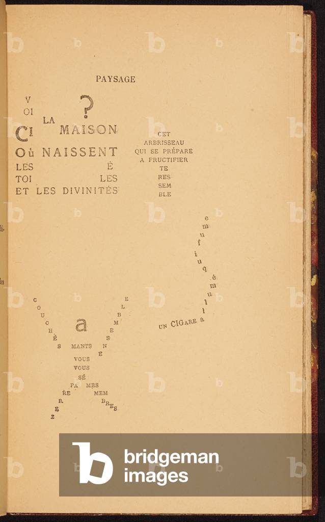 'Paysage', from 'Calligrammes: Poèmes de la paix et de la guerre (1913-1916)' by Guillaume Apollinaire, 1918 (print)