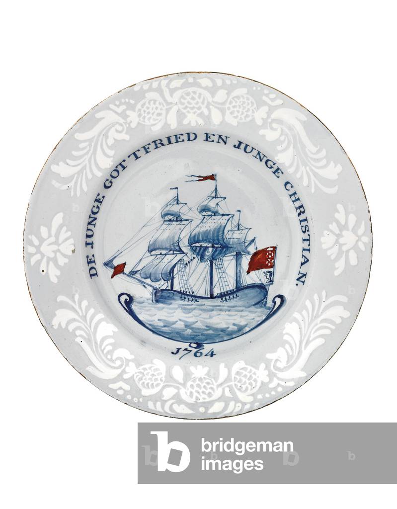 Bristol Delft plate, probably Richard Frank of Redcliffe, 1764 (porcelain)