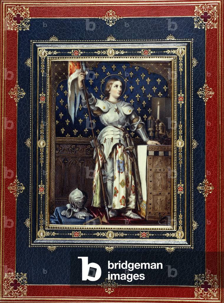 Miniature of Saint Joan of Arc, 1905 (salmon & blue levant morocco leather, gilt fillet, painted min)