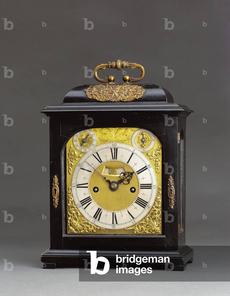 James II mounted striking bracket clock with pull quarter repeat, no. 166, c.1690-95 (ebony & gilt metal) (see also 867503-4)