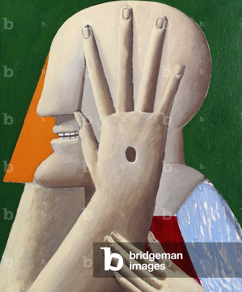 Portrait with Hand in front of the Face; Portrait mit Hand vor dem Gesicht, 1973 (oil on canvas)