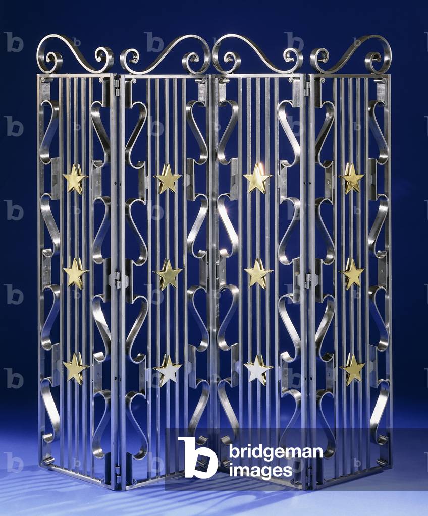 A metal and gilt-metal four panel screen, 1935 (metal, gilt-metal)