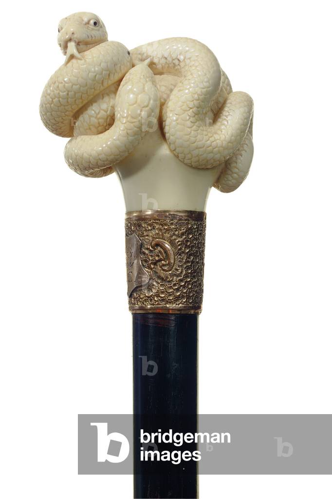Victorian cane (ivory, silver-gilt & ebony)
