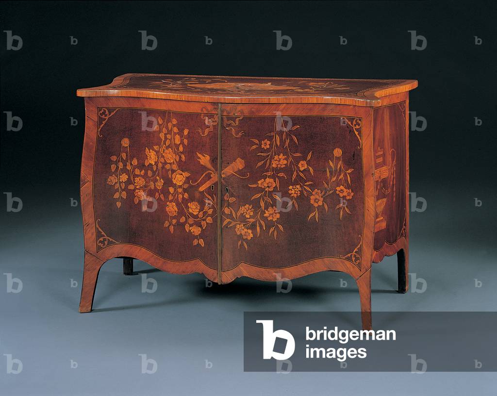 George III marquetry commode in the manner of John Cobb, c.1770 (amaranth & tulipwood)