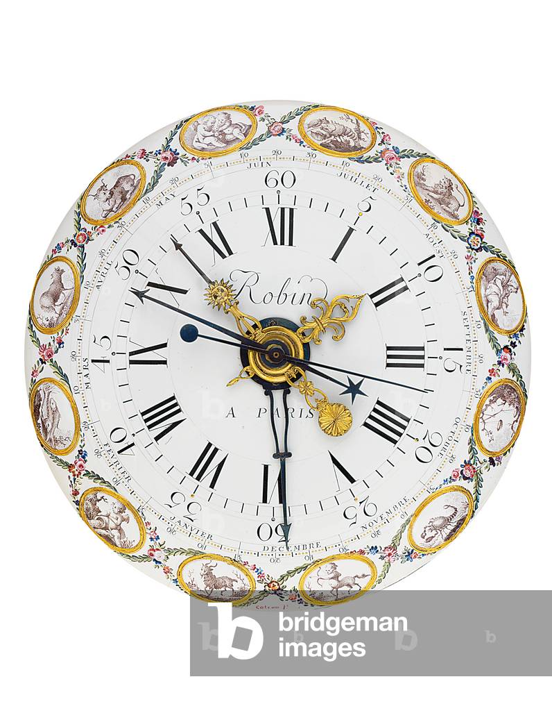 Louis XVI month-going mean and solar time mantel regulator with remontoire, 1778 (ormolu & enamel)