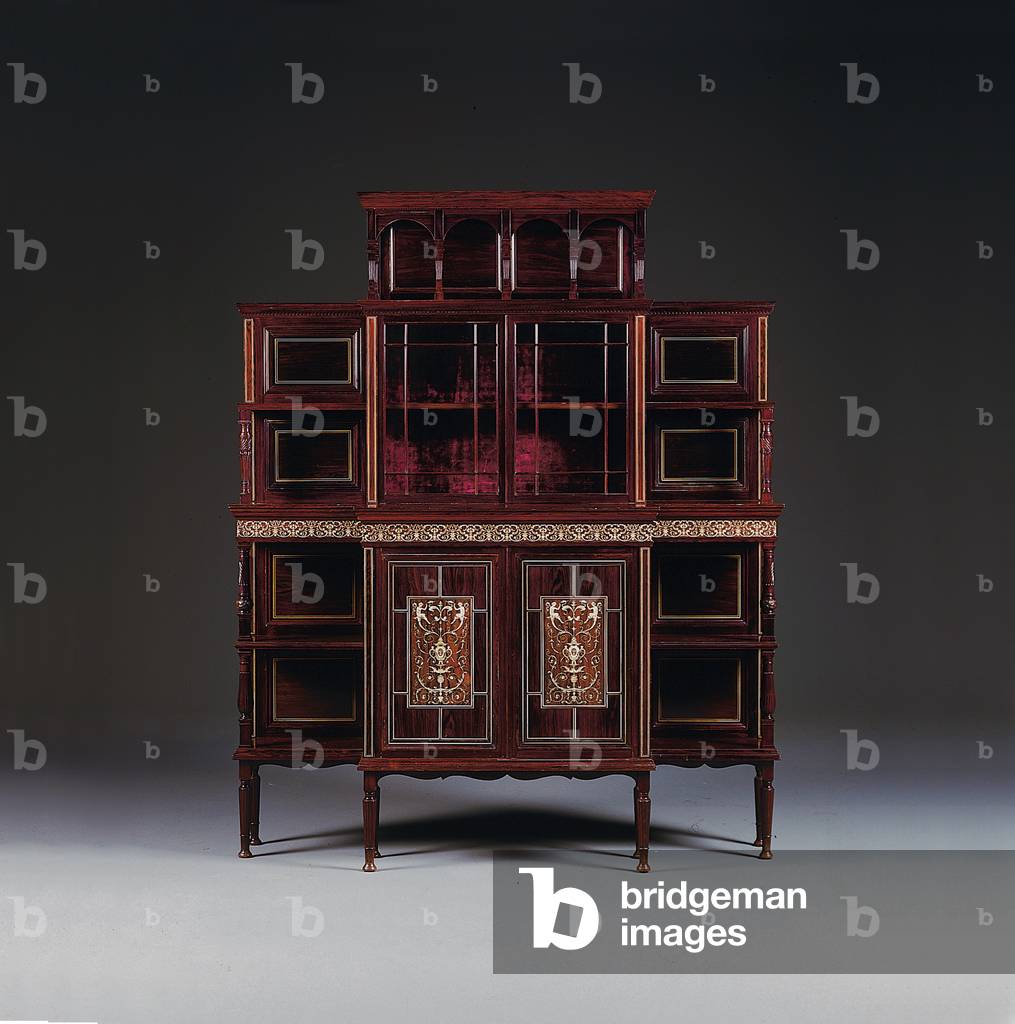 An ivory inlaid rosewood-veneered cabinet (rosewood & ivory)