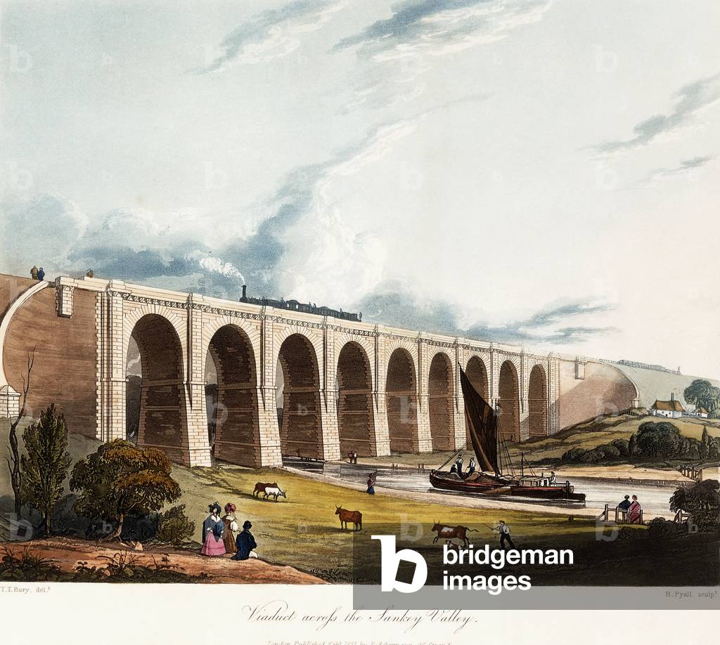 Viaduct across the Sankey Valley, 1831 (colour aquatints, partly hand-coloured)