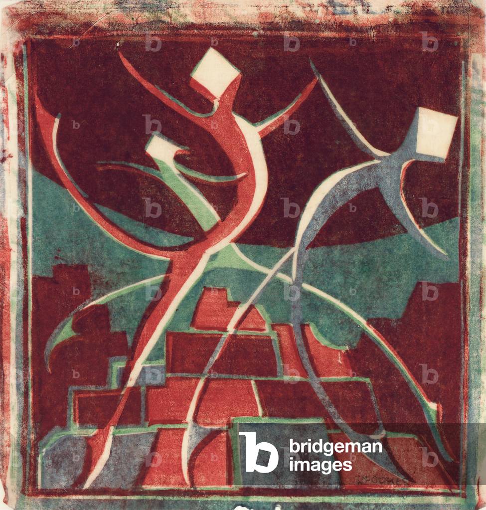 Dancers, c.1930 (linocut)