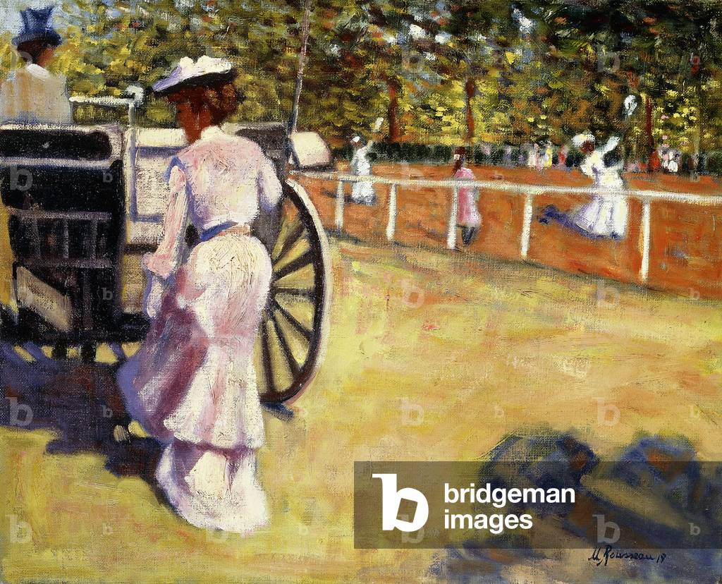 An Elegant Lady Entering a Coach,  (oil on board)