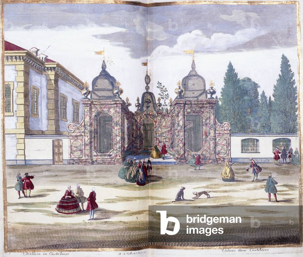 Volier dans Castellazo, 1743 (hand coloured engraving)