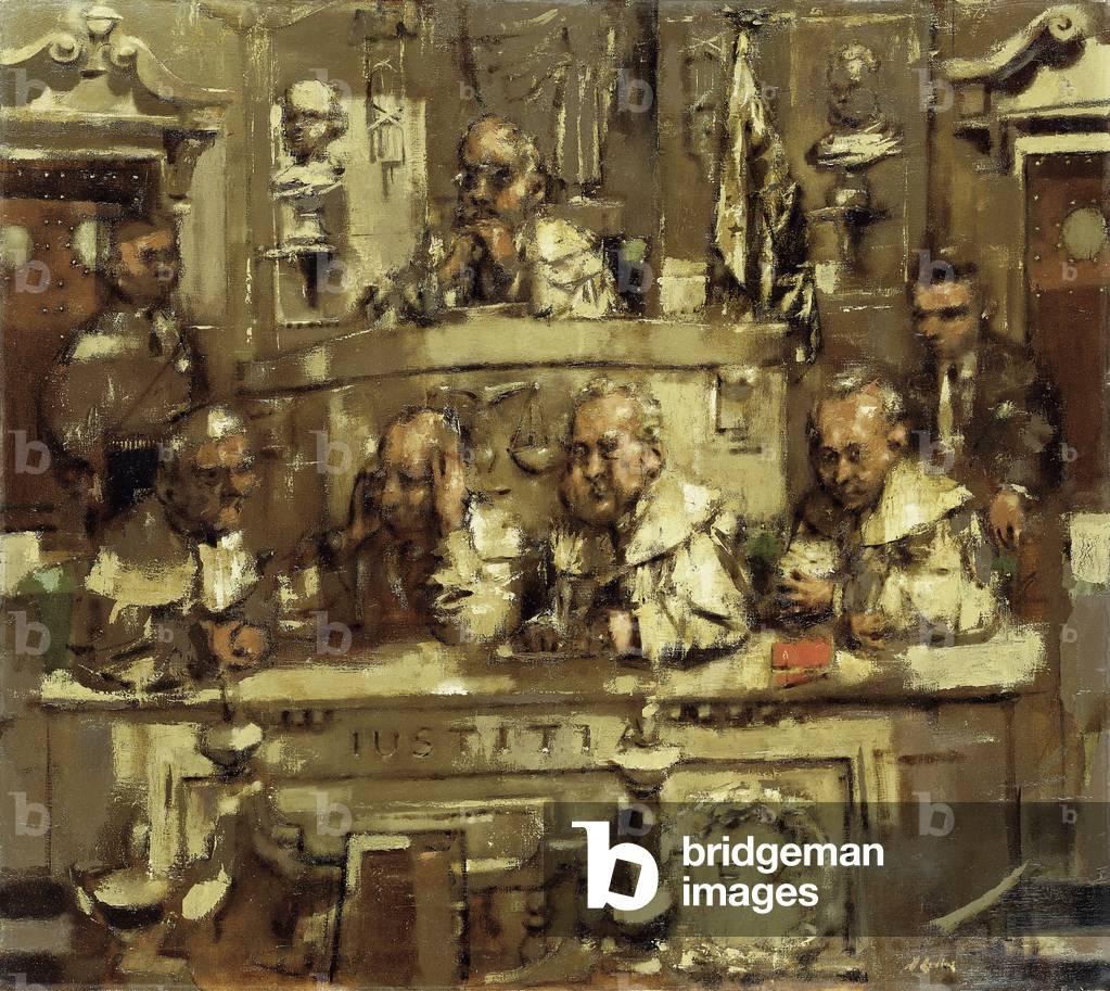 Courtroom Study,  (oil on canvas)
