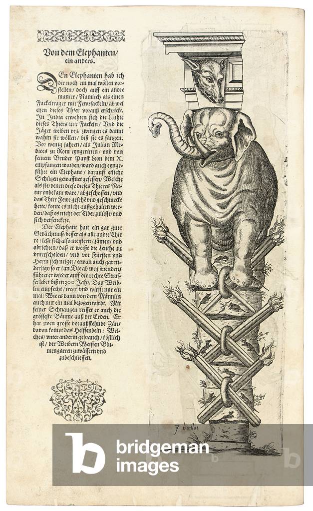 Column with figure of an Elephant, 1604 (engraving)