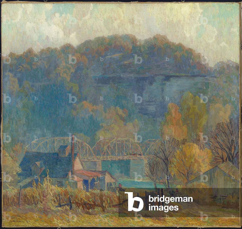 The Cliff at Morning, Ozarks (oil on canvas)