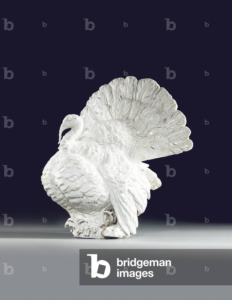 Meissen model of a turkey-cock, c.1733 (ceramic)