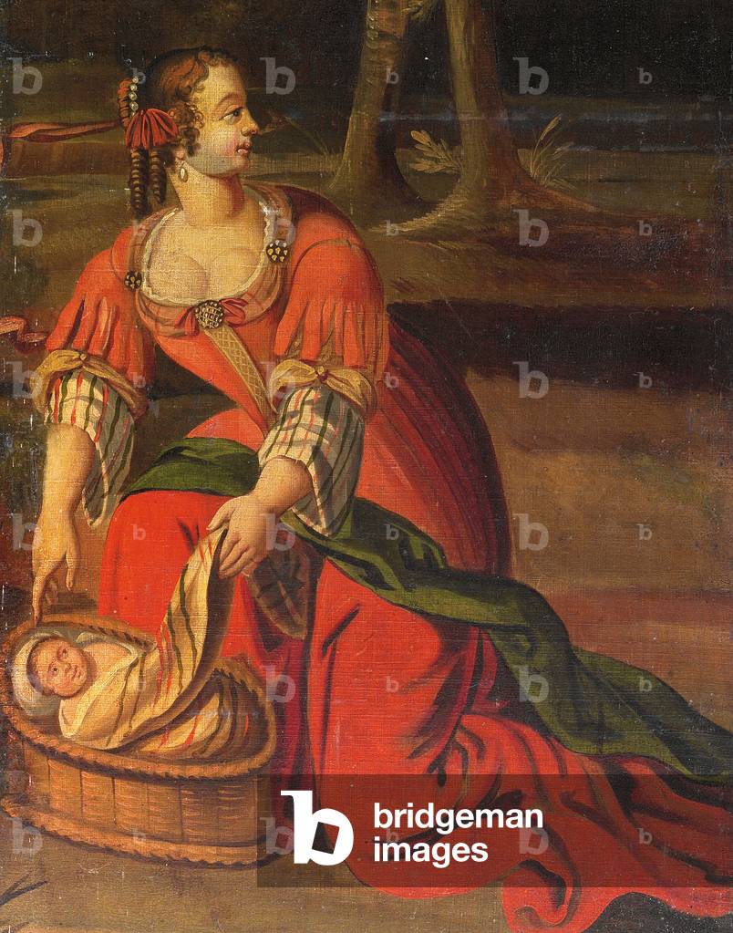 Four-fold double-sided screen, c.1700 (painted canvas & leather) (detail of 3248382)