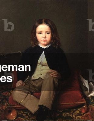 Portrait of a Boy seated on a Cushion holding a Horn