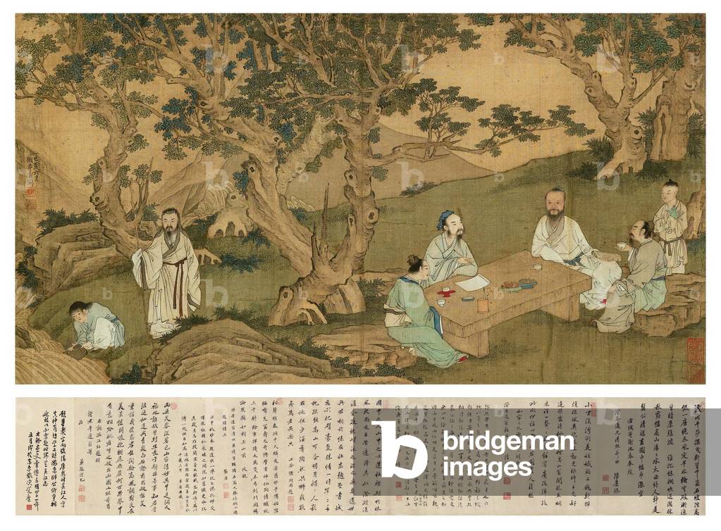 Spring Gathering, 1677 (ink & colour on silk)