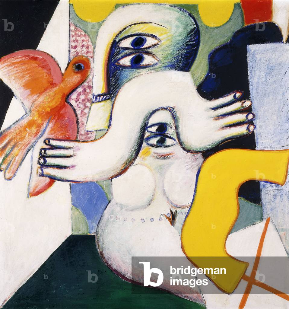 Interior with a pair of Birds; Interieur mit Paar und Vogel, c.1960 (oil on canvas)