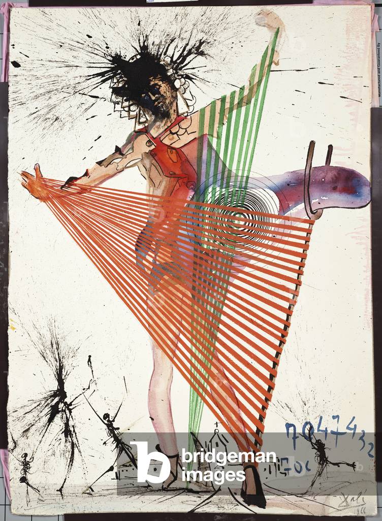 Design per Harkness Ballet, 1966 (senza guazzo, penna con inchiostro blu & nero su carta)