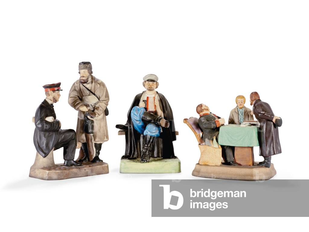 Three porcelain figure groups by the Gardner Porcelain Factory, late 19th century (porcelain)