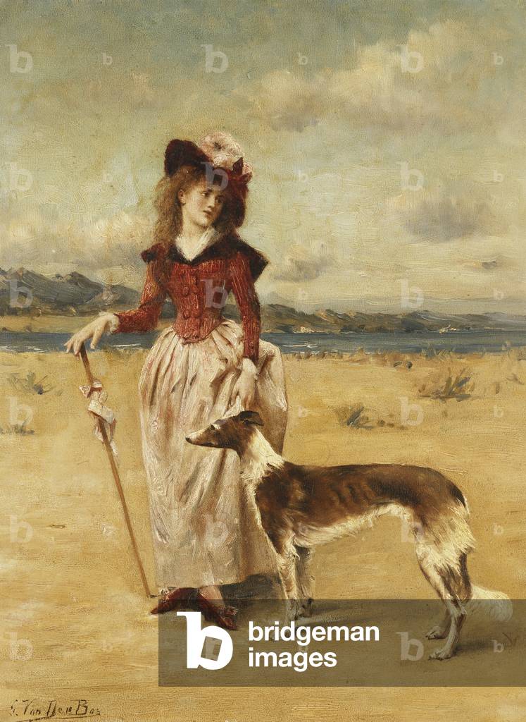 On the Beach, (oil on panel)
