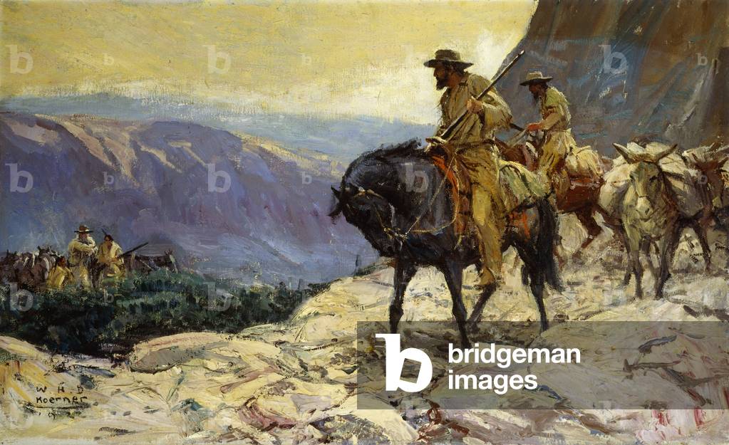 Hunters and Packmules, 1922 (oil on canvas)