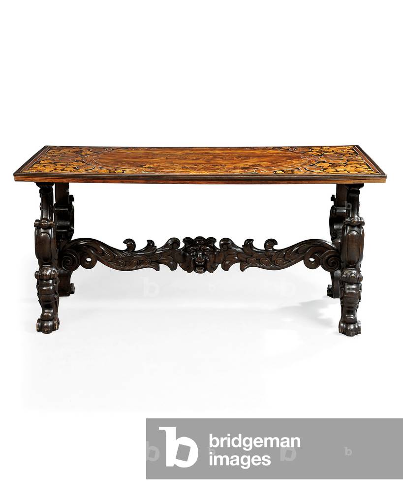 Console table, Venice, late 17th century (ivory, stained horn and pewter-inlaid ebony, amaranth, walnut and fruitwood marquetry)