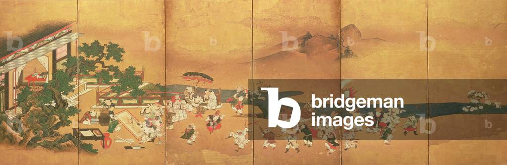Chinese children at play, Edo Period (six-fold screen) (ink, colours & gold leaf on paper laid on panel)