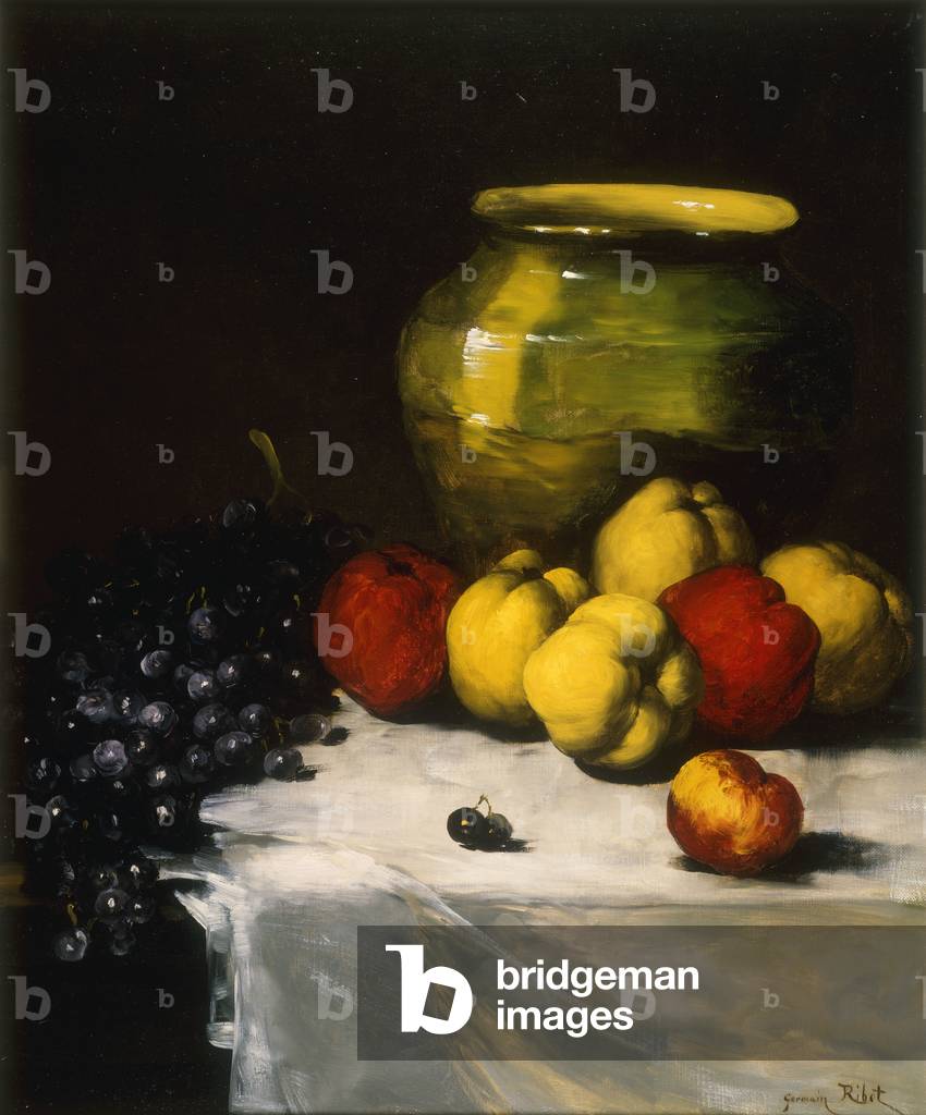 A Still Life with Apples and Grapes, (oil on canvas)
