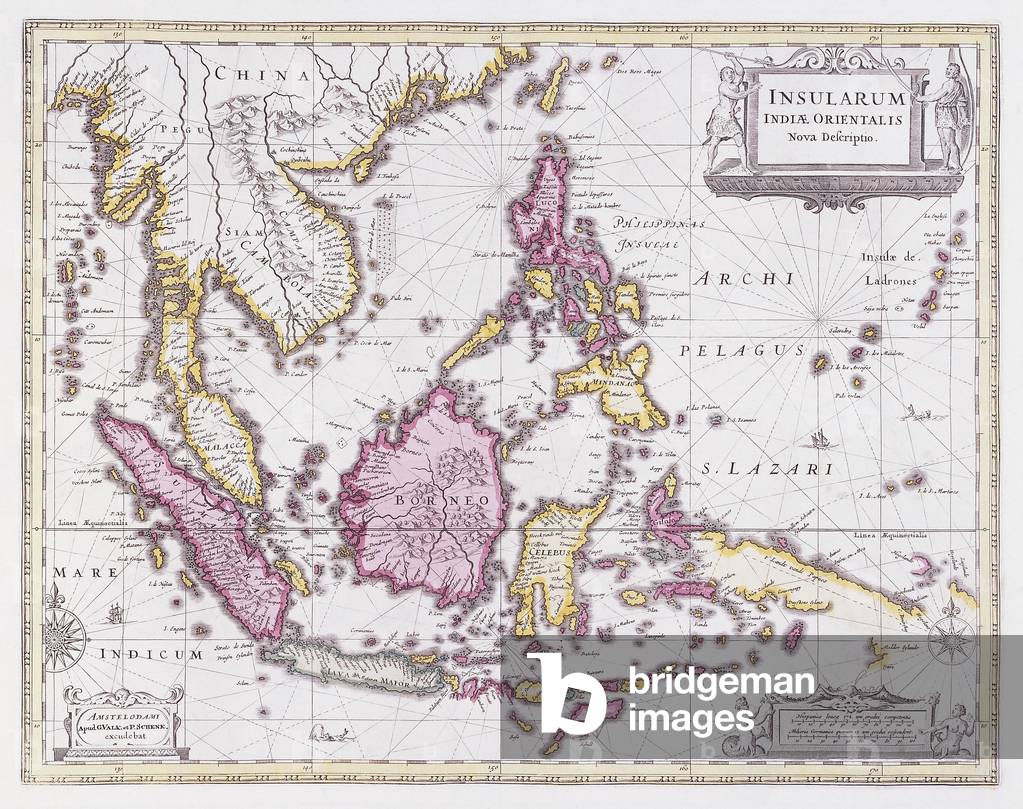 Map of China and Indonesia, c.1710 (hand-coloured engraving)