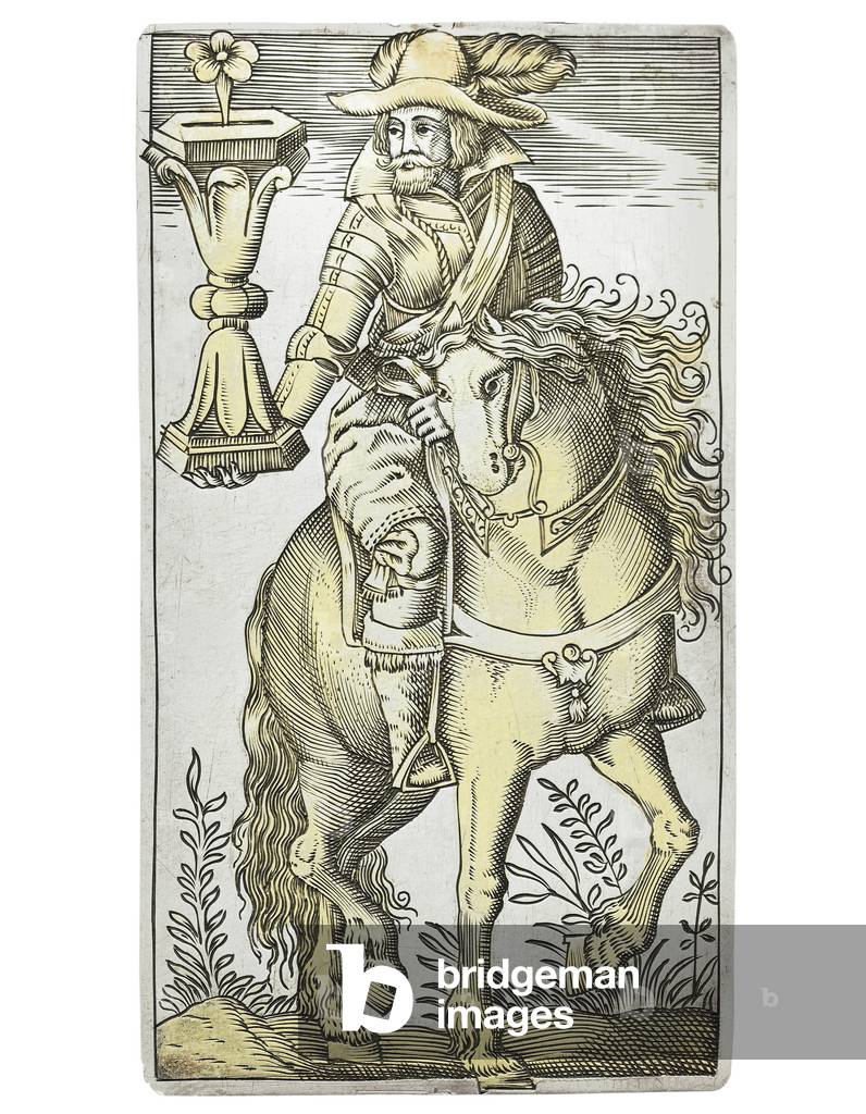 Playing card from an extremely rare set, engraved in the four Italian suits, Augsburg, 1616 (parcel gilt silver) (see also 469700 to 469703)