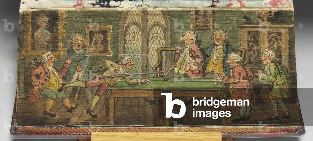 'The Book of Common Prayer', detail of a fore-edge painting of 'A Billiard Game', 1772 (w/c on paper)