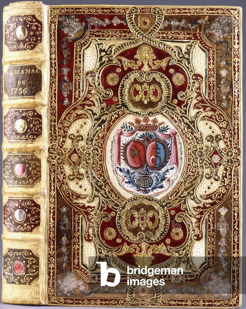 Almanach Royal, 1756 (morocco leather gilt, mica, gouache)