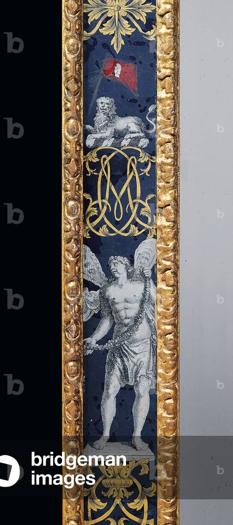 William and Mary pier mirror and companion side table, c.1706-07 (giltwood & verre eglomise)