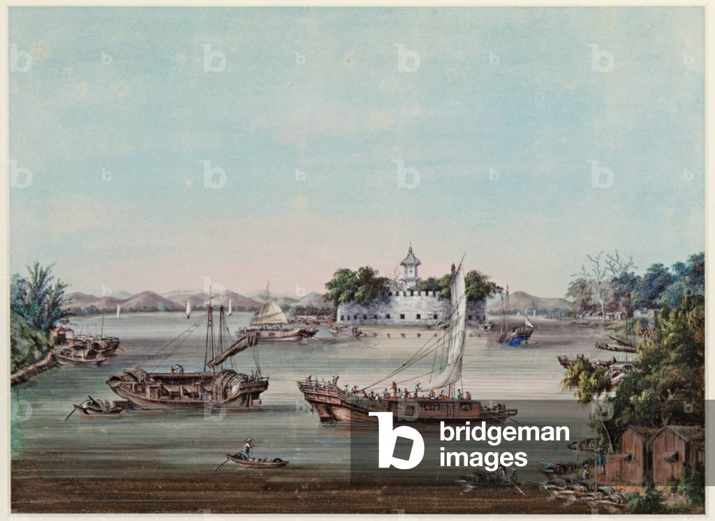 Dahuangjiao Fort, Pearl River (bodycolour on paper)