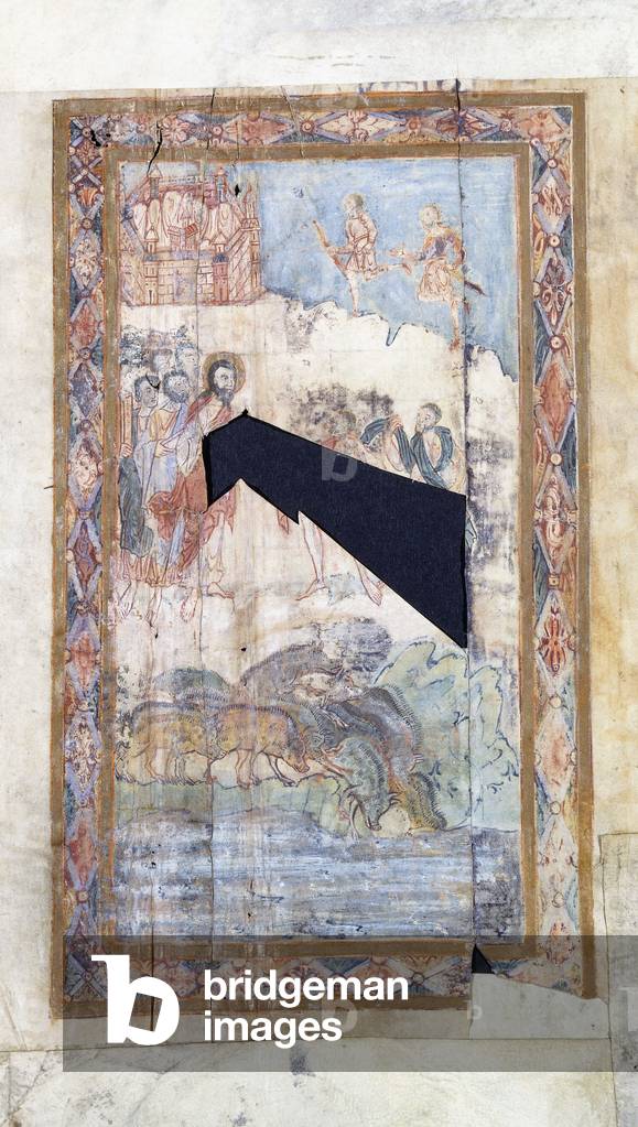 The Miracle of the Gadarene in the manner of a strip cartoon, c.1000 AD (miniature from Manuscript)